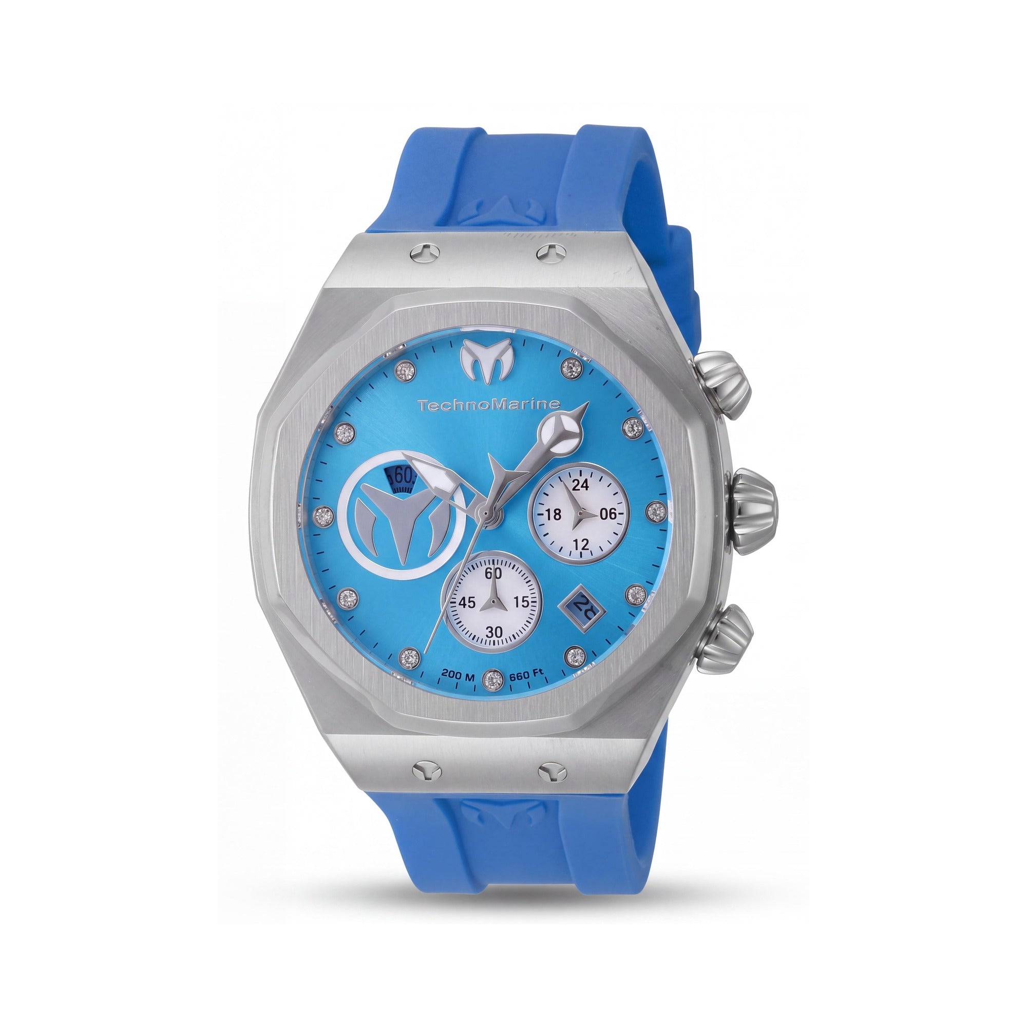 TechnoMarine Reef - Sun Women's Chronograph Silver Case Sky Blue Silicone Band Watch 40mm, Photo 1