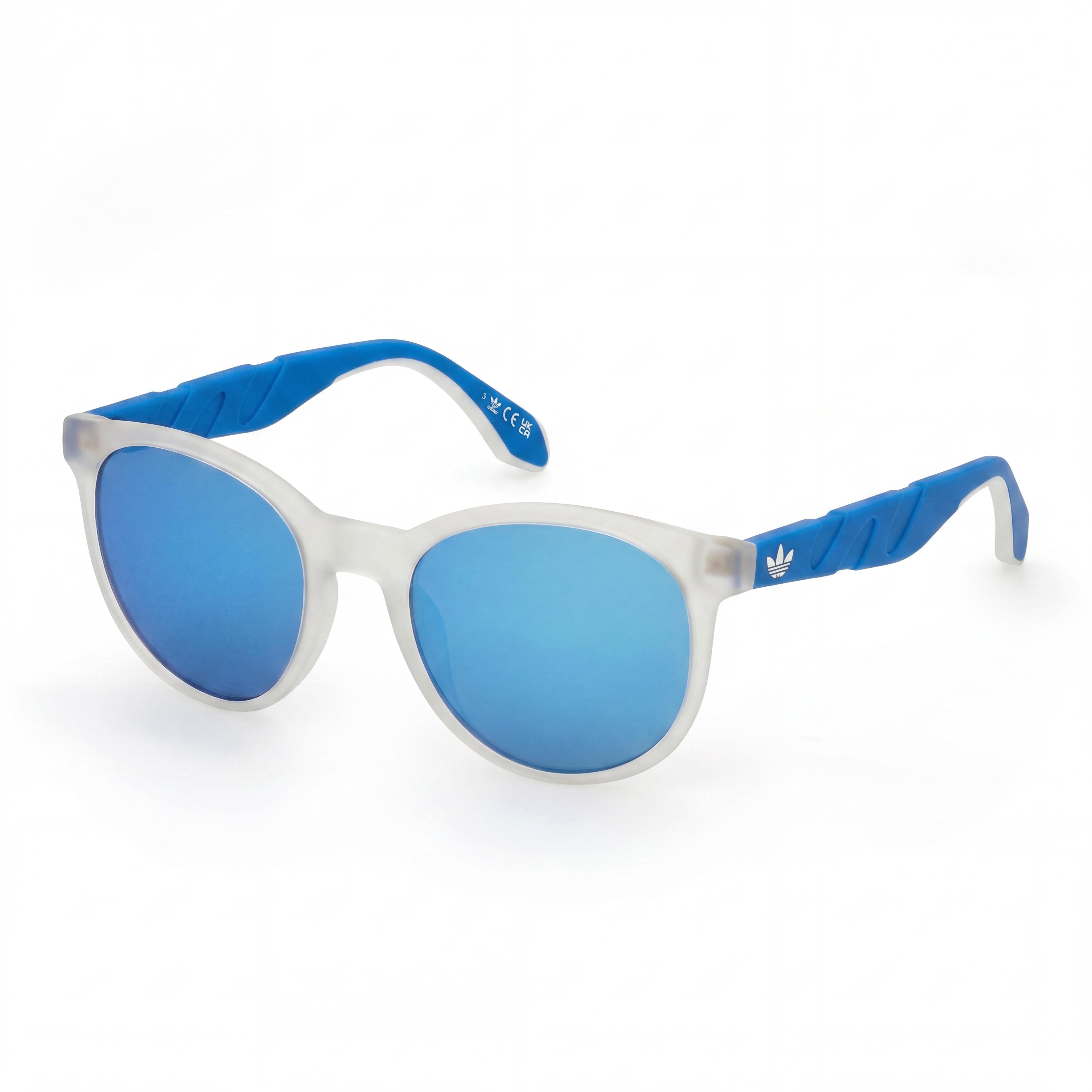 Adidas Men's Sunglasses, 100% UV Protection, Plastic, Crystal Blue Frame, Blue Mirror Lenses, 53mm, Photo 1