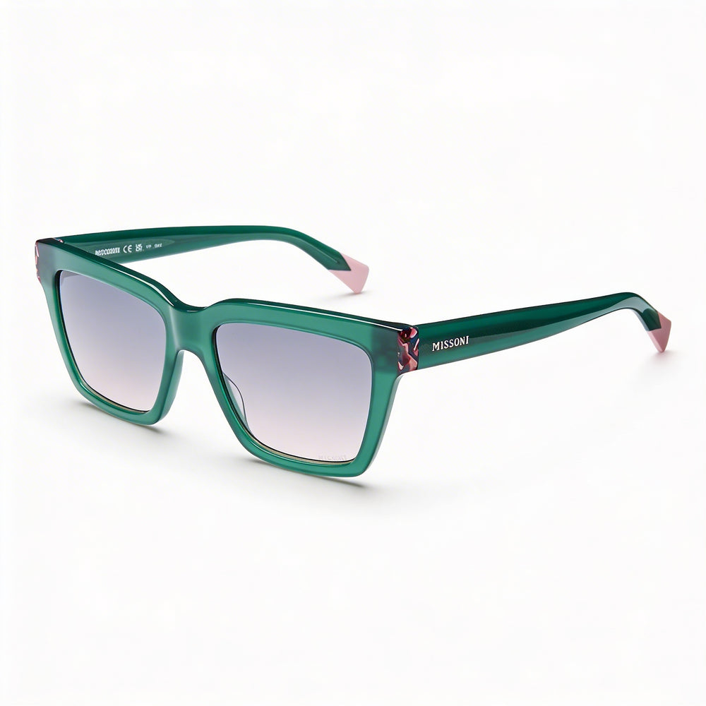 Gafas de sol Missoni Modern para mujer, color verde y rosa, con montura de acetato, lentes de policarbonato y protección UV, 55 mm