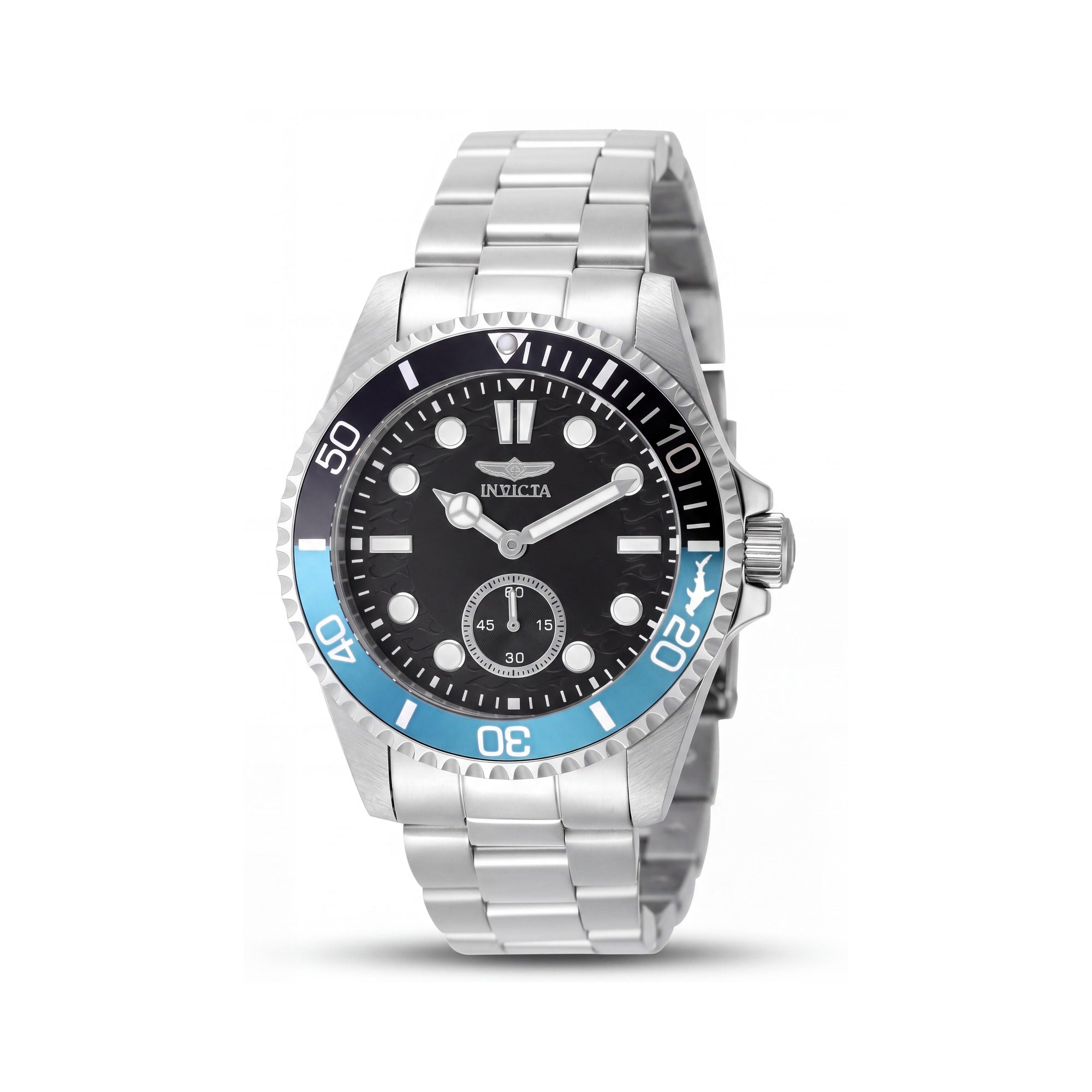 Invicta Pro Diver 49437 Men's Silver Stainless Steel Black Dial Quartz Bracelet Watch 43mm 10 ATM Water Resistant, Photo 1