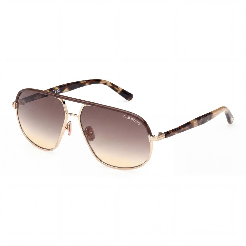 Tom Ford MAXWELL FT 1019 Unisex Metal Sunglasses Rose Gold Brown Shaded Gradient Brown Lens 59-13-140mm
