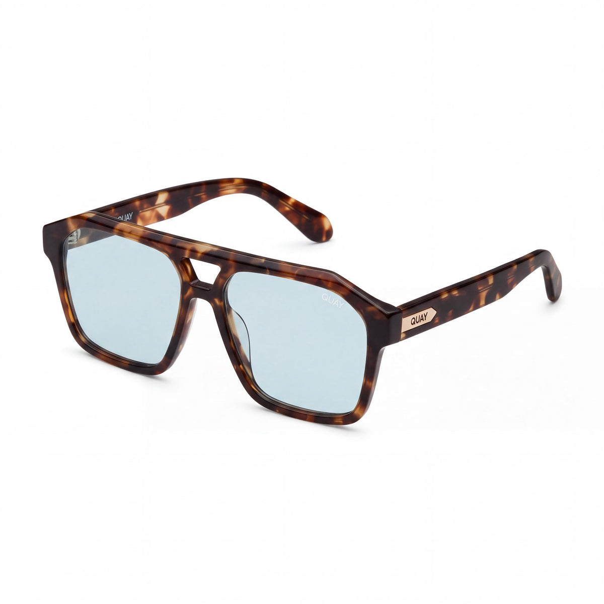 QUAY AUSTRALIA Soundcheck Men’s Amber Tortoise Aqua Acetate Aviator Non-Polarized Sunglasses 57-15-145, Photo 1