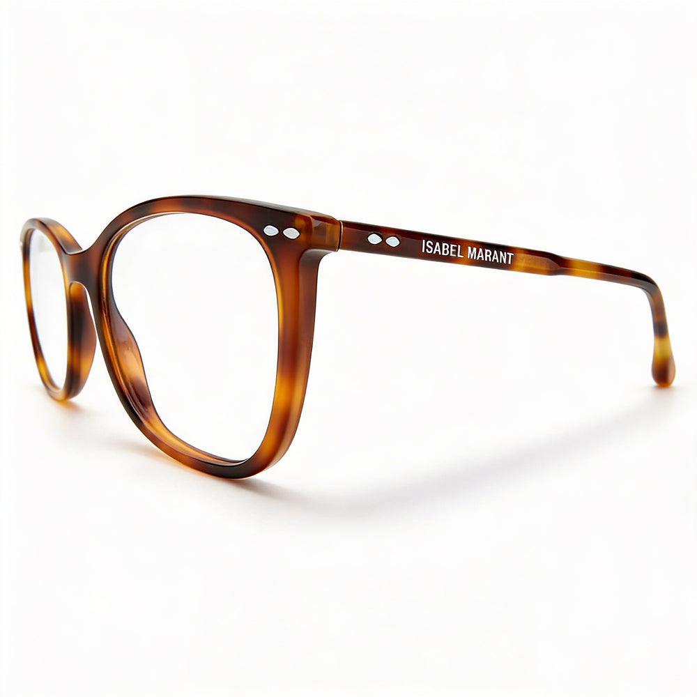 Gafas de sol unisex modernas Isabel Marant con montura de acetato Havana y lentes de policarbonato Havana de 53 mm de ancho.
