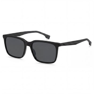 Hugo Boss 1579/S Tech & Innovation Women's Black Grey Rectangular Acetate UV Protection Sunglasses, Grey Antireflex 57-17-150