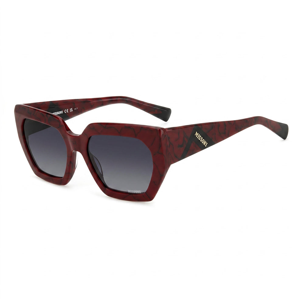 M Missoni Casual Women's Marble Red Acetate Frame Sunglasses with Dark Grey Shaded Lenses 55/19/140