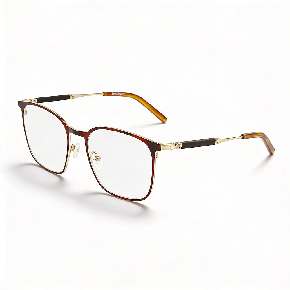 Salvatore Ferragamo Sf2566 Unisex Square Tortoise Gold Titanium Eyeglasses 54mm