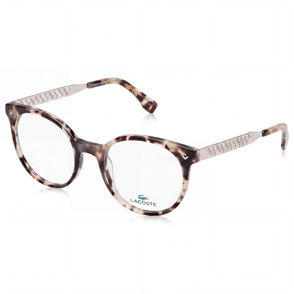 Gafas Lacoste L2806 para hombre con montura metálica Rose Havana, detalladas con 50 mm de ancho de lente, 20 mm de ancho de puente y 140 mm de longitud de patilla