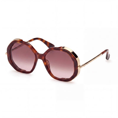 MaxMara Clásico Women's Acetate Dark Havana Frame, Gradient Brown Lenses Eyewear, 55mm Lens, 17mm Bridge, 135mm Temple