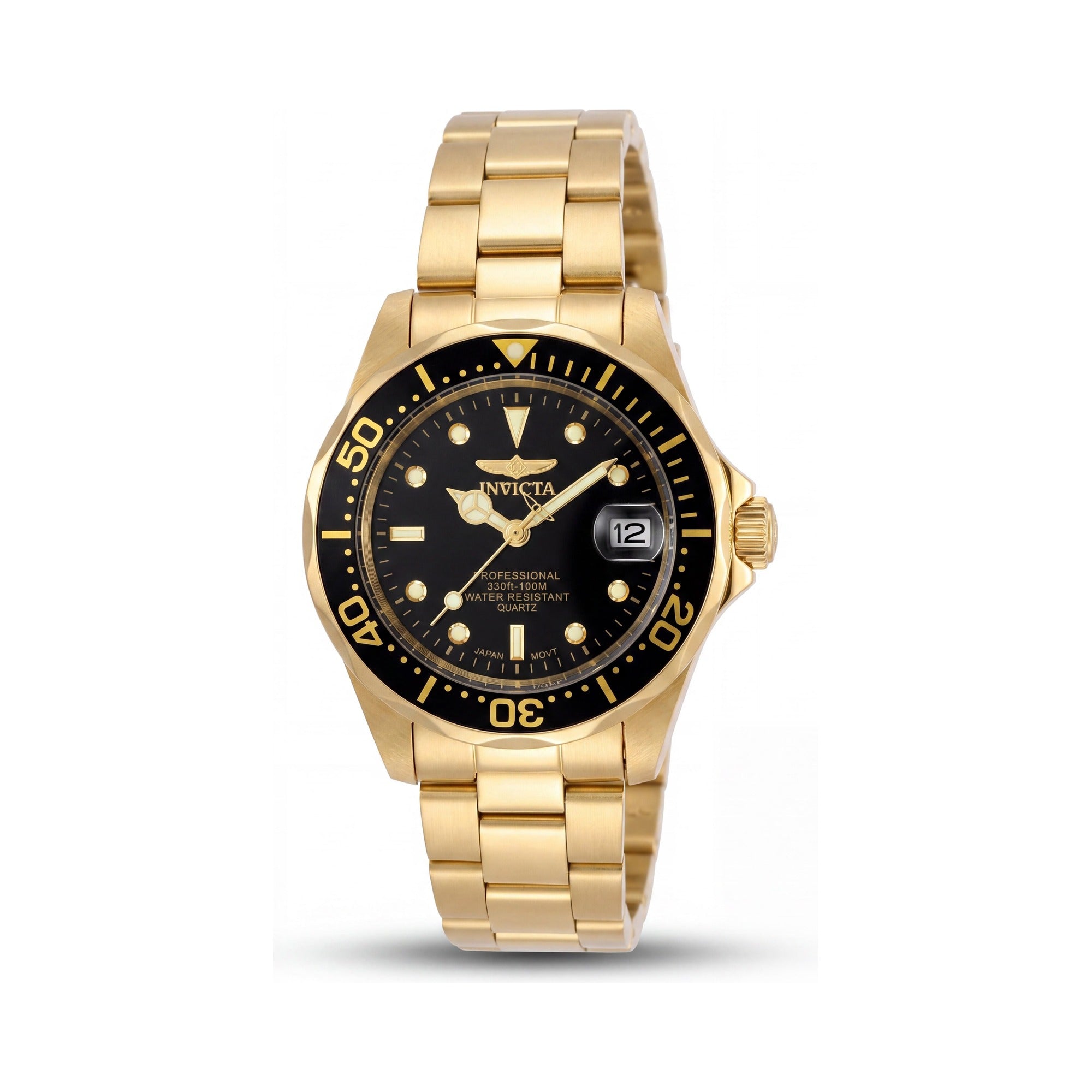 Invicta sport-luxury Women's Gold-Tone & Black 23k Gold-Plated Stainless Steel 24mm Water Resistant Quartz Watch, Photo 1
