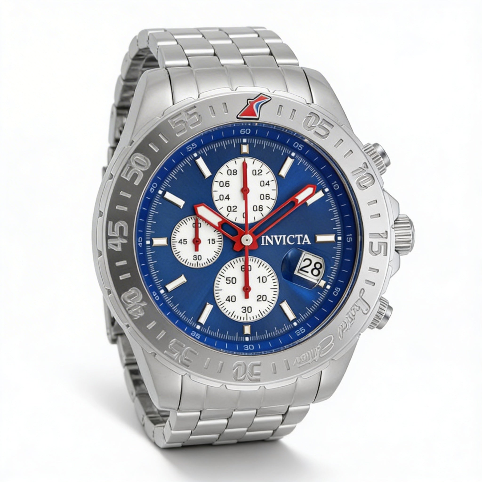 Invicta CRUISELINE 33501 Men's 47mm Stainless Steel Quartz Chronograph Watch, Blue Dial, Water Resistant, Alarm, Photo 1