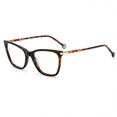 Carolina Herrera Ch 0028 Women's Full Rim Cat Eye Plastic Havana Frame Eyewear with Havana Lenses 53mm