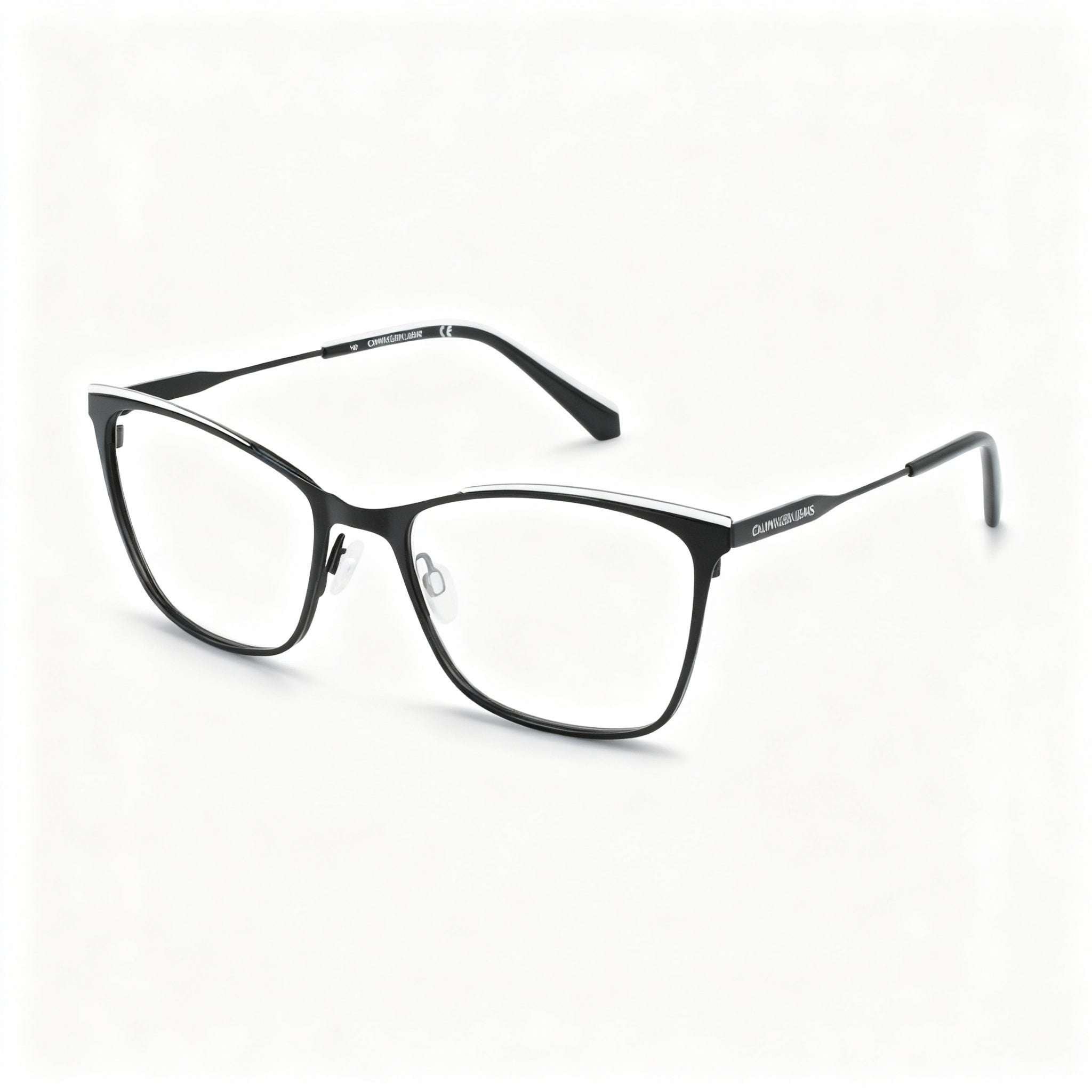 Calvin Klein Jeans CKJ21207 Women's Black White Metal Frame Eyeglasses with Polycarbonate Lenses, 53mm