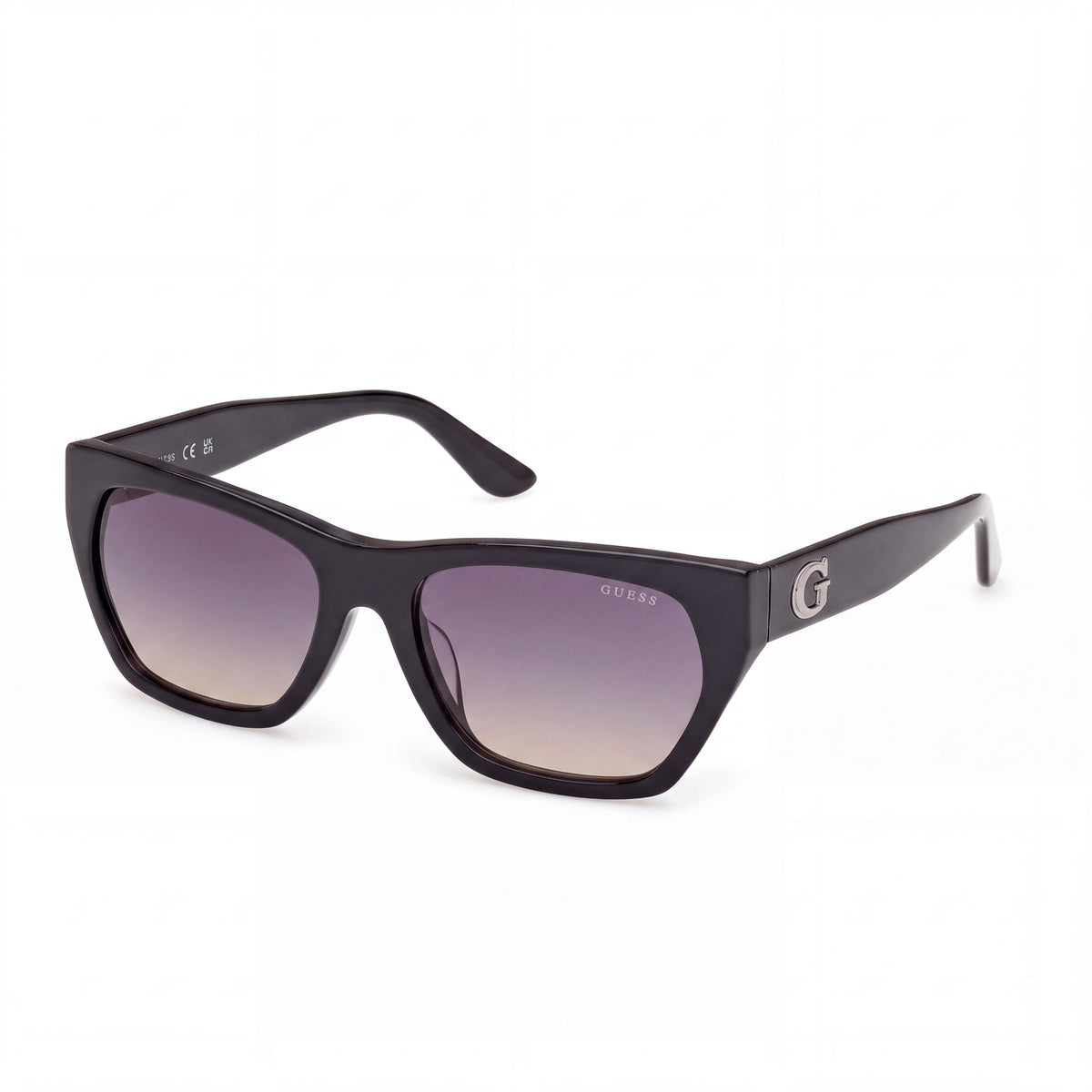 Gafas de sol GUESS GU00203-H01B56 para mujer, estilo clásico, montura de plástico negro brillante, lentes ahumadas degradadas 100% UV no polarizadas, 56-18-140, Photo 1