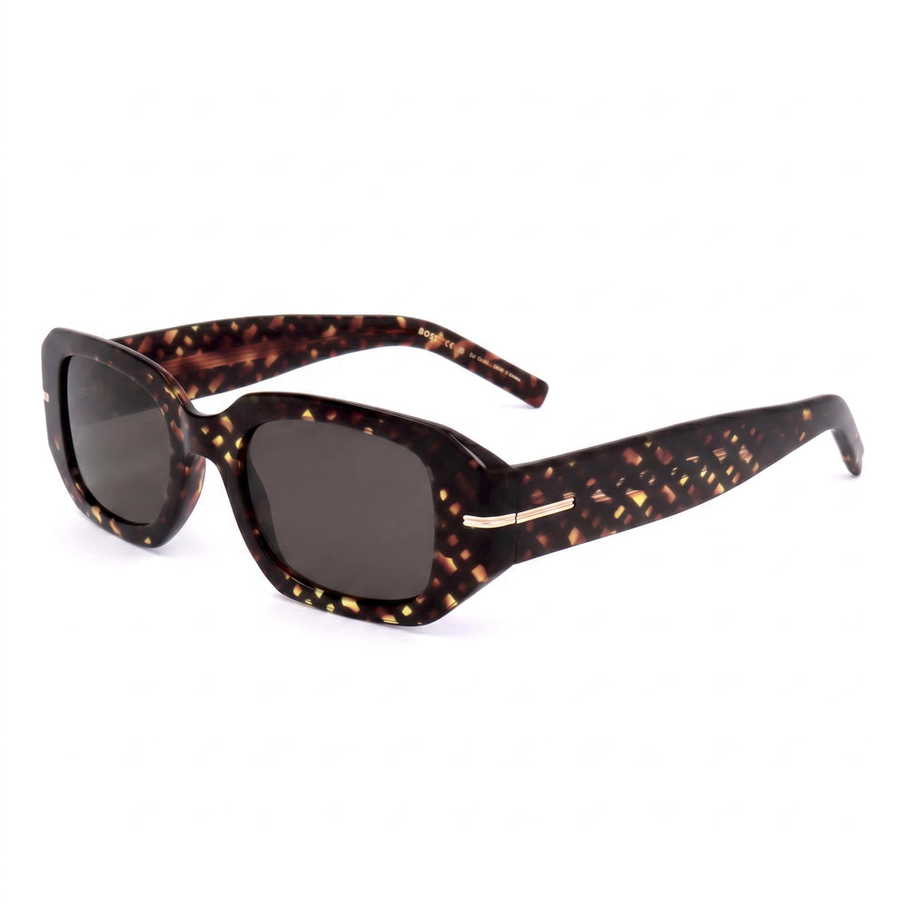 Hugo Boss Distinctive Codes Women's Acetate Eyewear, Havana Pattern Grey Frame with Grey Lenses, 50mm