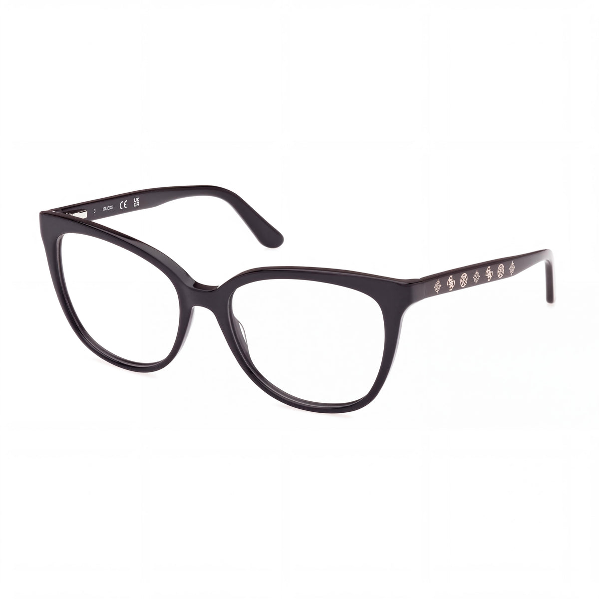 Gafas clásicas GUESS para mujer con montura de plástico oftálmico negro brillante y lentes no graduadas de 51 mm, Photo 1