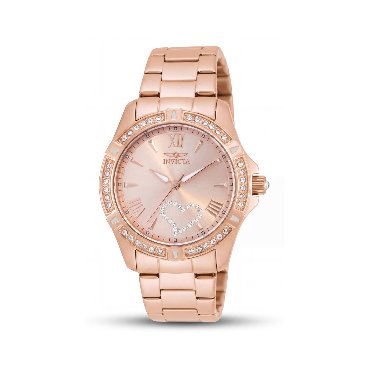 Invicta Angel Collection 21417 Reloj de pulsera de cuarzo de acero inoxidable con esfera de oro rosa de 34 mm para mujer, Photo 1