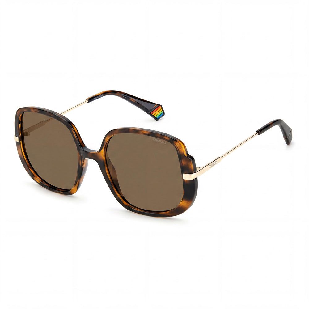 Gafas de sol Polaroid BUTTERFLY para mujer, montura de policarbonato Havana, color bronce, polarizadas y con protección UV, 53 mm