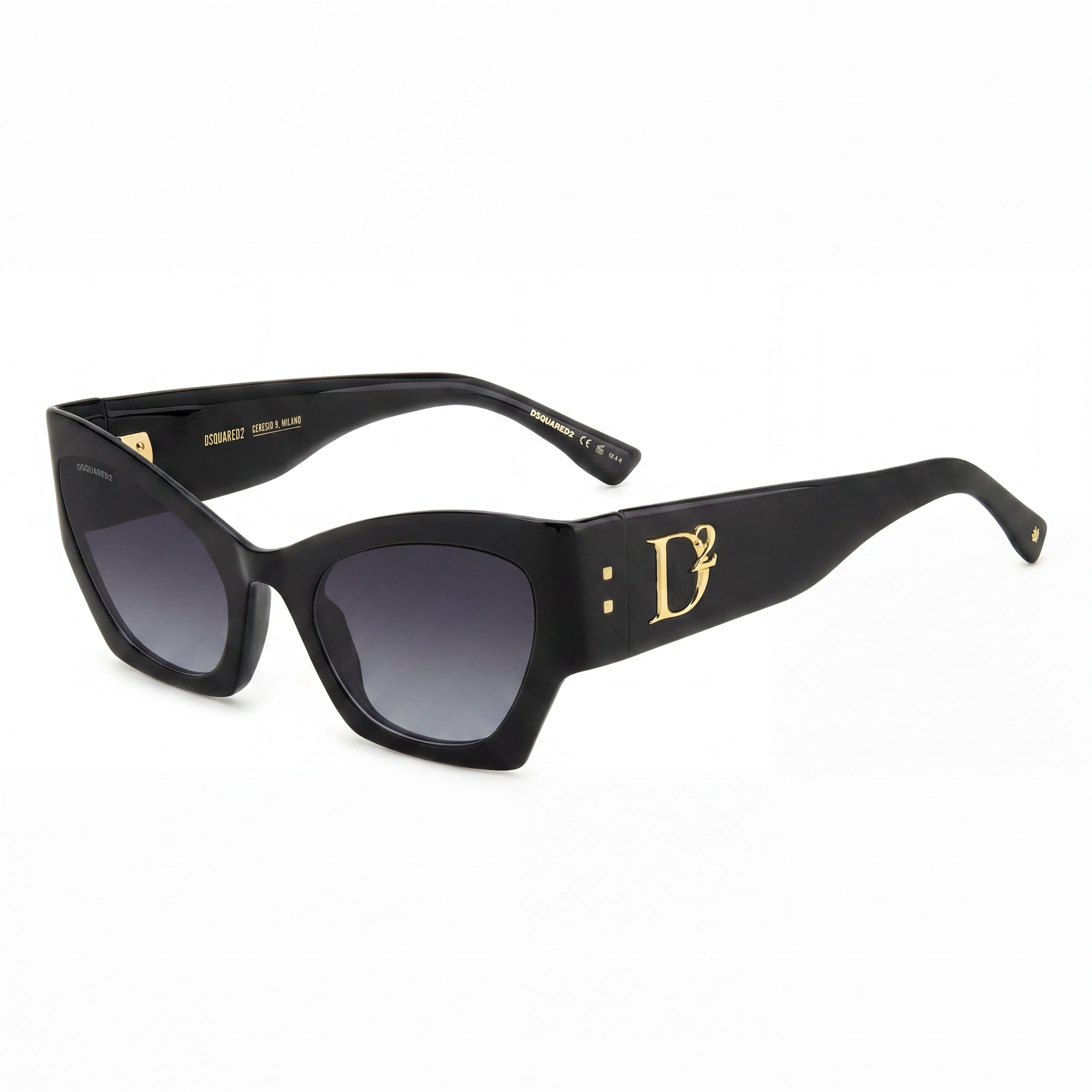 DSQUARED2 Casual Women's Black Acetate Frame Dark Grey Shaded Non-Polarized Sunglasses, Lens Width 55mm, Photo 1