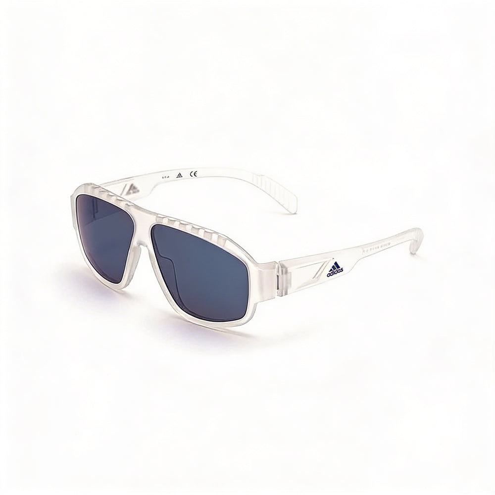 adidas Contemporary Unisex Clear Plastic Frame Blue Mirror UV Protected Non-Polarized 62mm Sunglasses