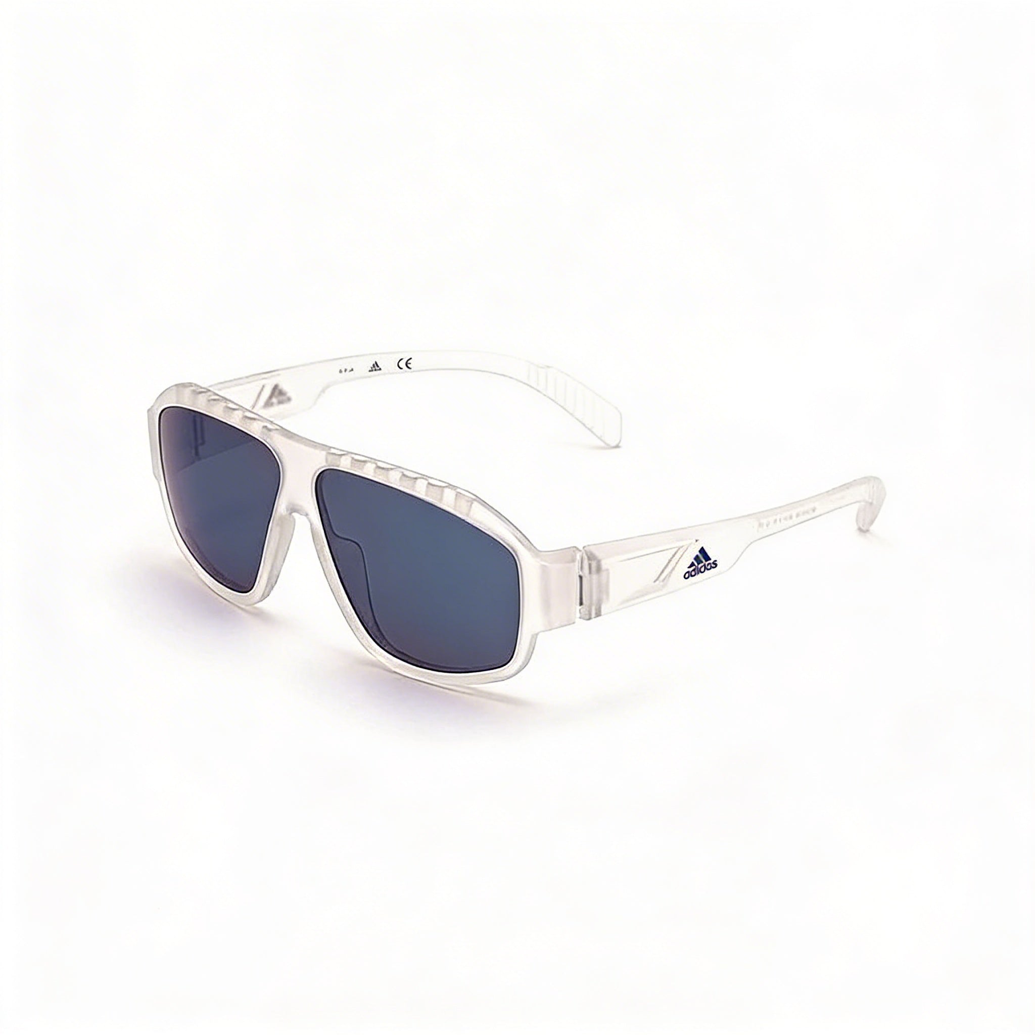 Gafas de sol adidas contemporáneas unisex con montura de plástico transparente, espejo azul y protección UV no polarizada de 62 mm, Photo 1