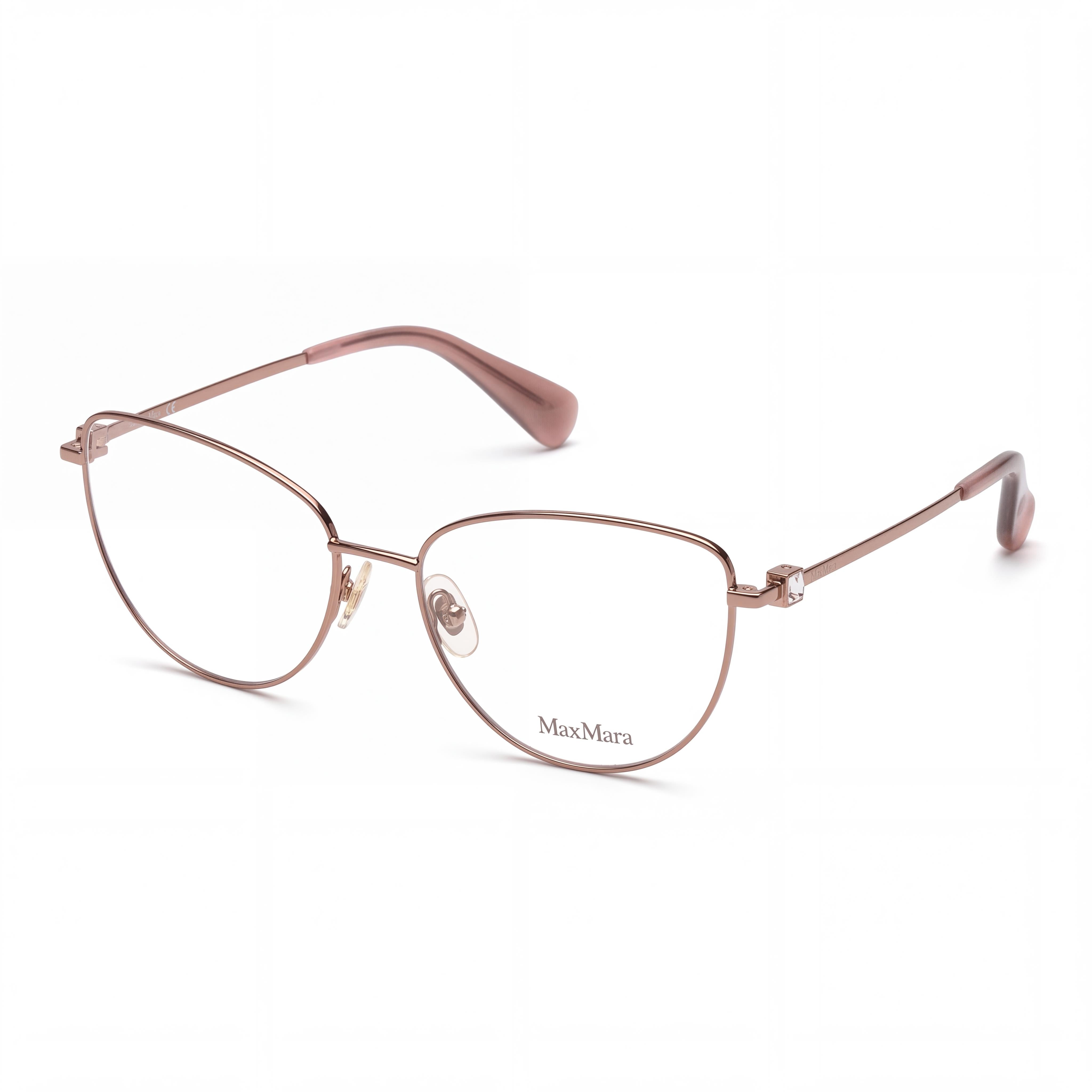Gafas casuales de mujer MaxMara con montura de metal en acabado bronce claro, tamaño 53-16-140, Photo 1