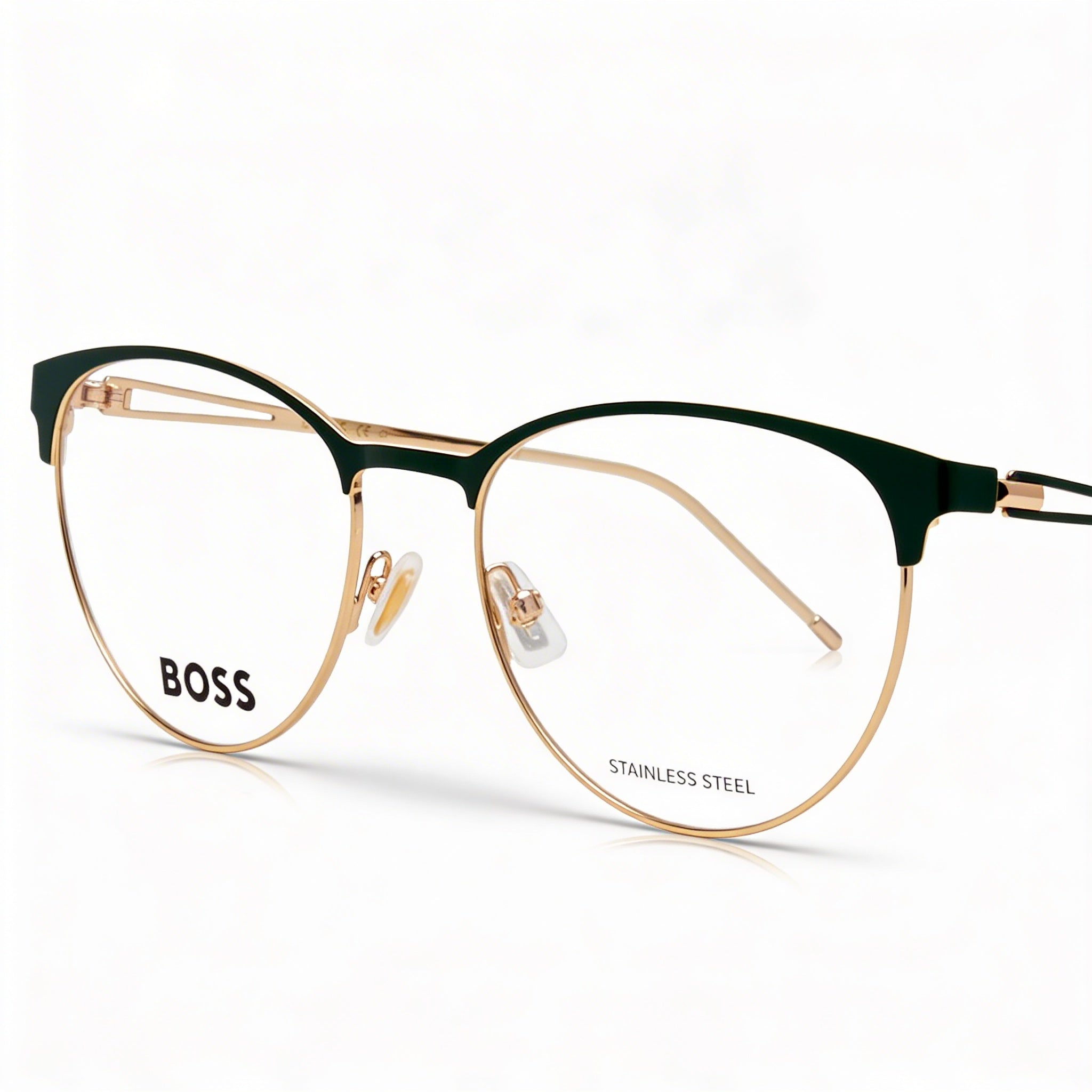 Gafas de sol unisex Hugo Boss de estilo moderno con montura de acero de aleación y lentes verde dorado, 52 mm, Photo 1