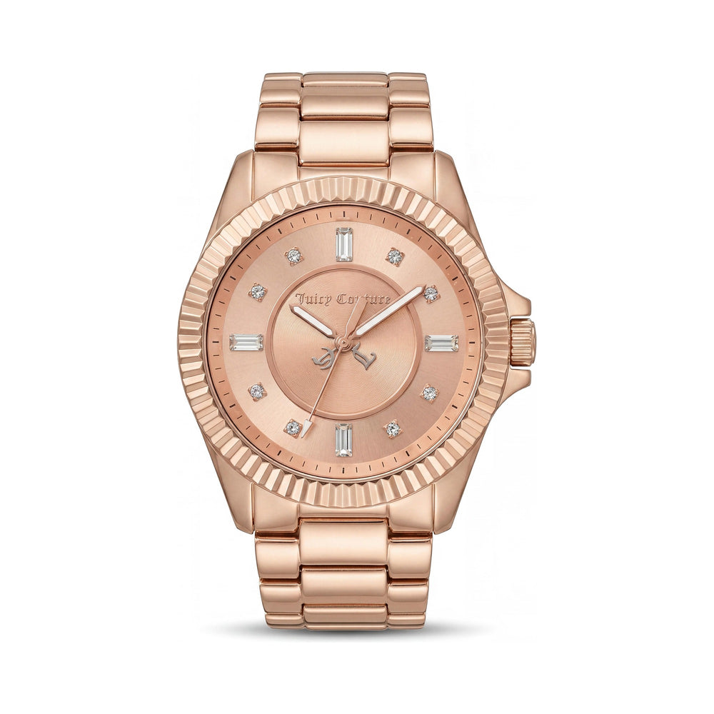 Reloj Juicy Couture Stella para mujer, de acero inoxidable con pulsera en oro rosado, cristales Swarovski, resistente al agua, 41 mm