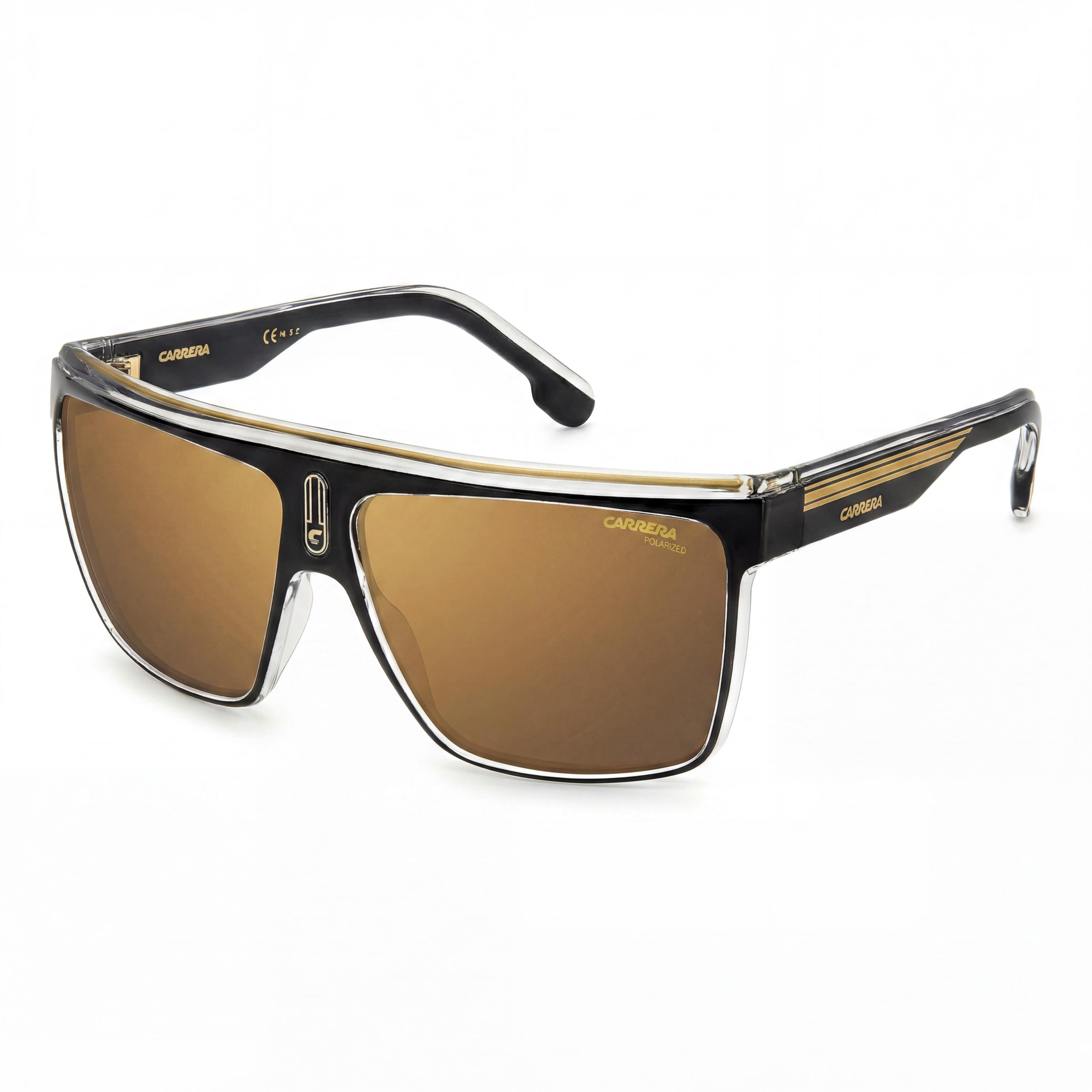 Carrera Modern Men's Black Gold Polyamide Sunglasses with Gold High Contrast Antireflex Lenses 63mm UV Protection, Photo 1
