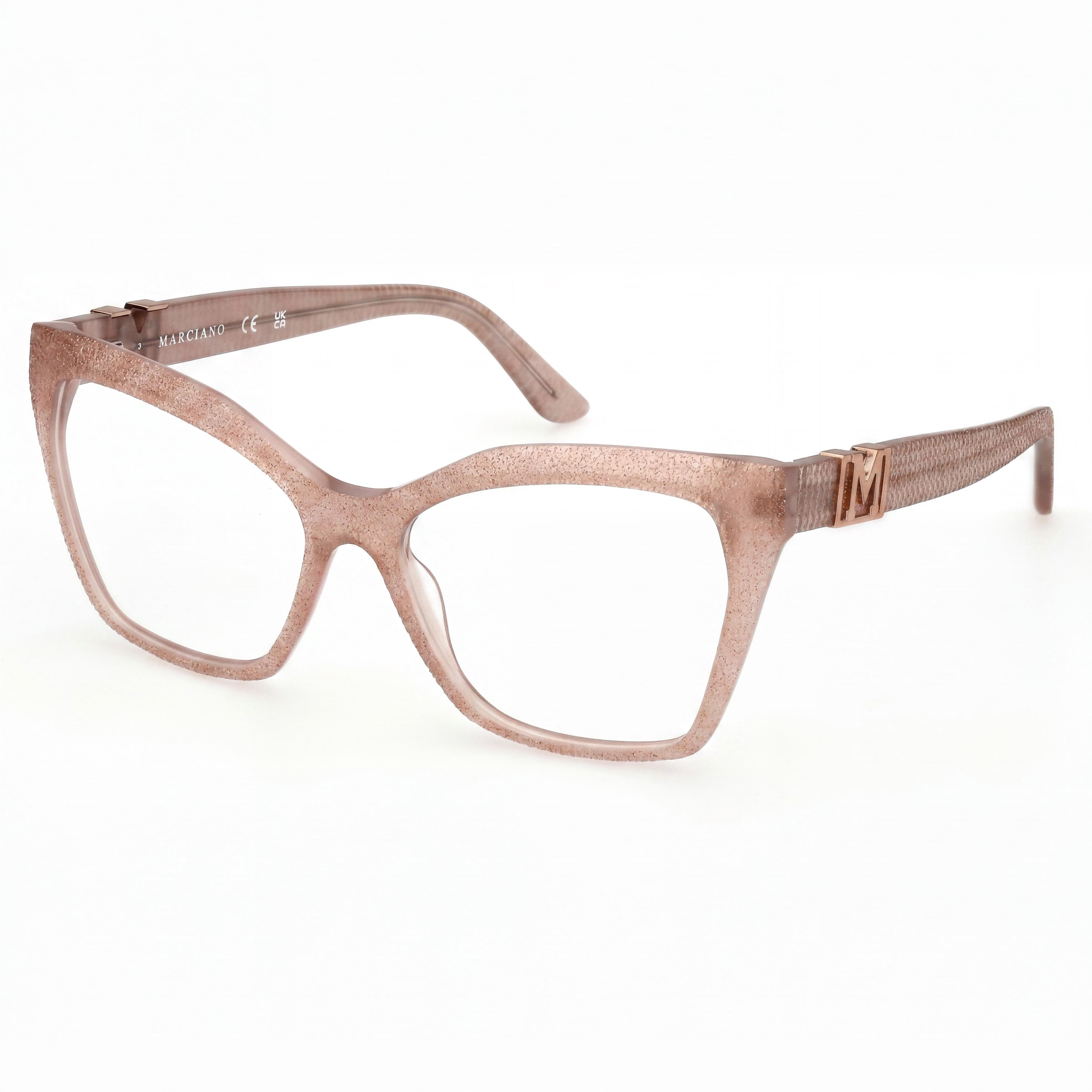 GUESS by Marciano Classic Women's Shiny Beige Plastic Frame Eyewear with Multicolor Lenses 55-16-145, Photo 1
