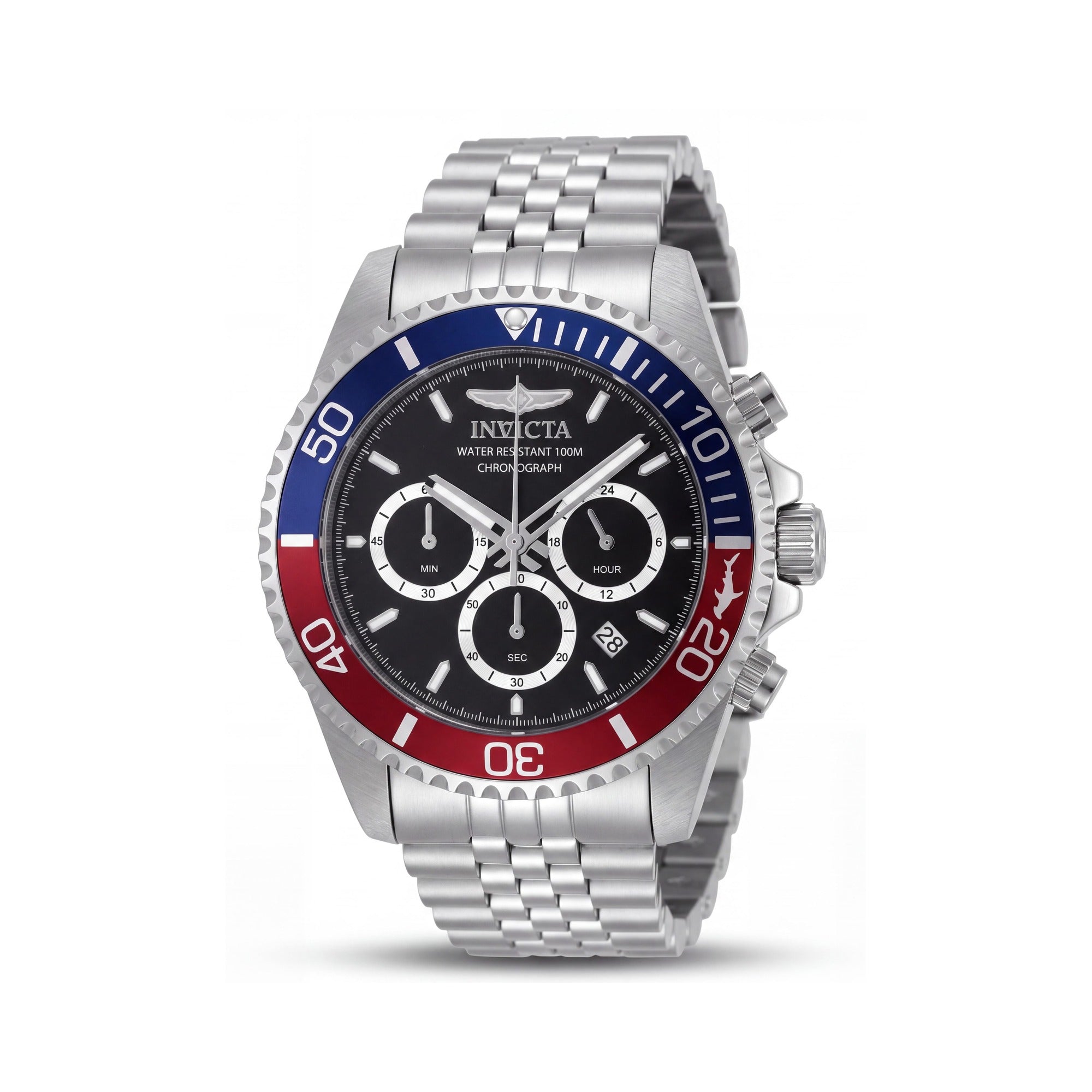 Invicta Pro Diver 48117 Men's Classic 43mm Silver-Tone Stainless Steel 10 Bar Water Resistant Quartz Watch with Black Dial, Photo 1
