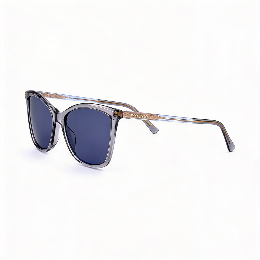 Gafas de sol clásicas JIMMY CHOO para mujer, de acetato gris, no polarizadas, con protección UV, 56 mm