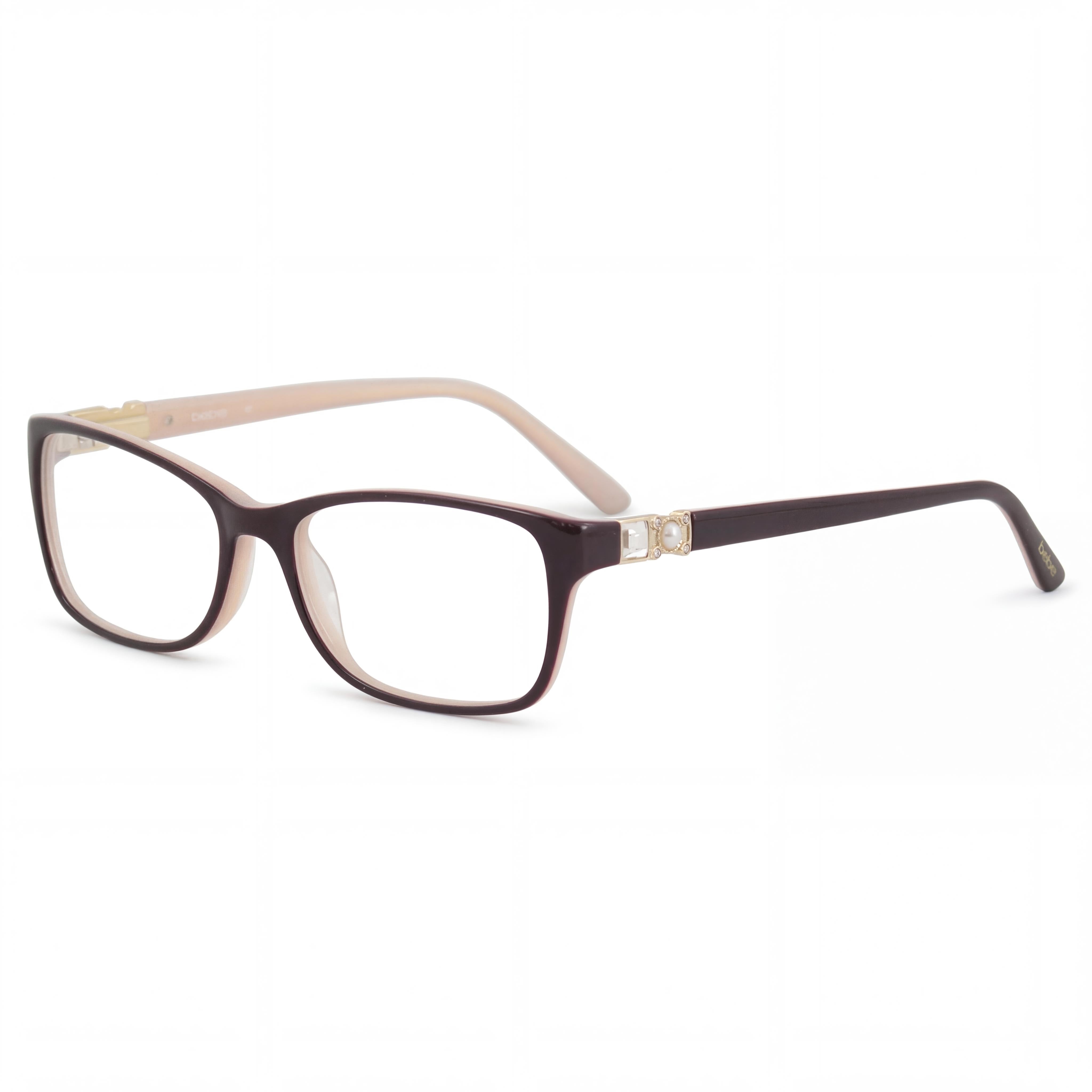 bebe Bb5133 Armazón de gafas de metal marrón para mujer con lentes transparentes, 53 mm de ancho de lente, 16 mm de puente, 135 mm de patilla, Photo 1