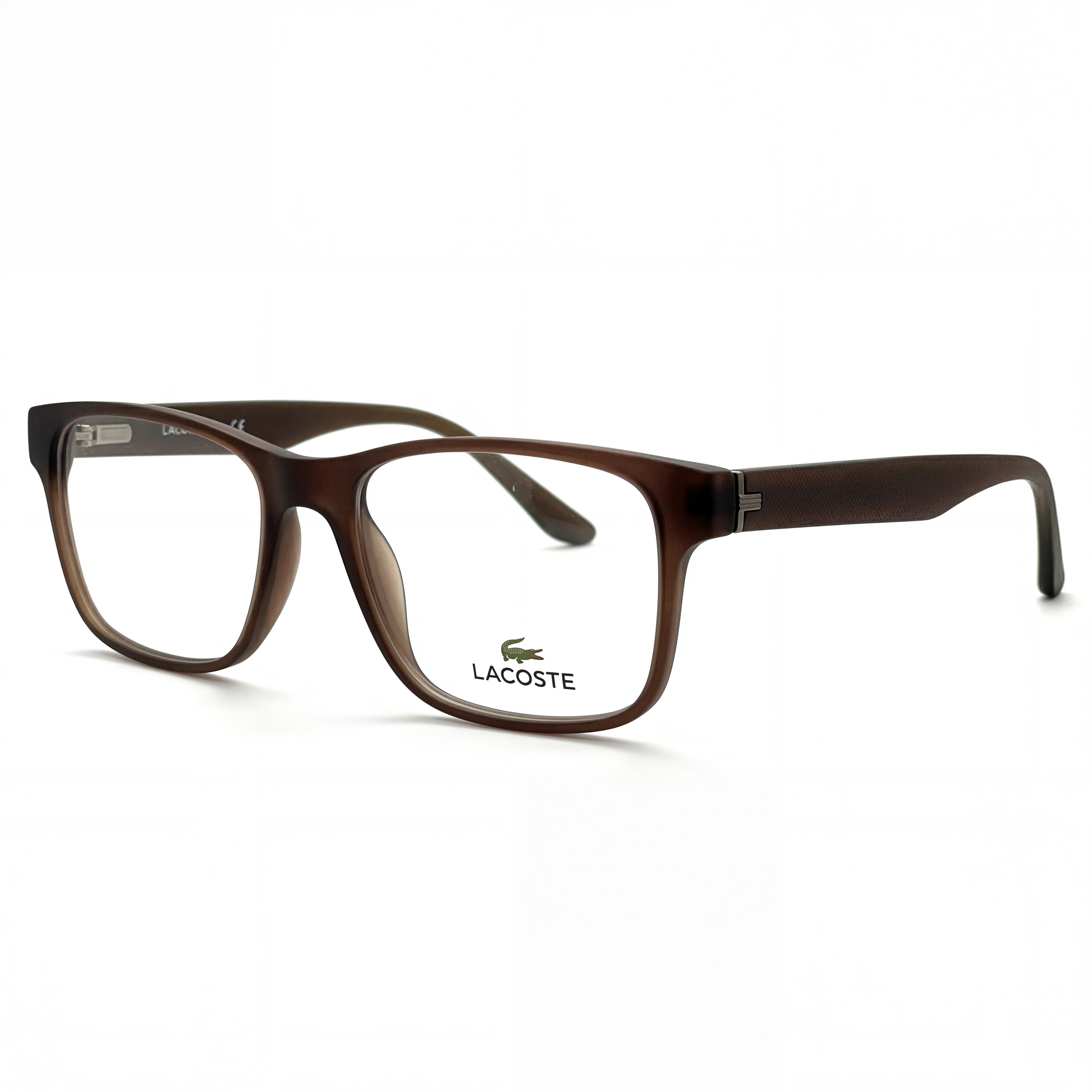 Lacoste Modern Unisex Eyeglasses featuring a Matte Brown Acetate Frame and 51mm Lens Width, 16mm Bridge, 135mm Temple Length, Photo 1