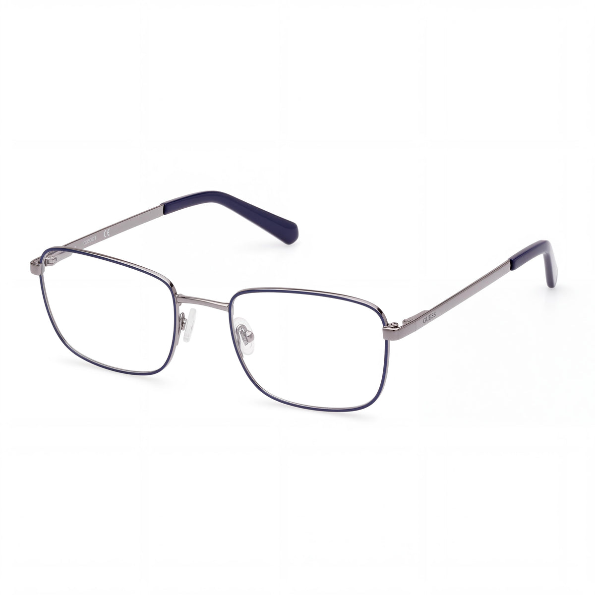GUESS Casual Men's Blue Metal Frame Eyeglasses with Plastic Lenses, 52mm Lens, 20mm Bridge, 145mm Temple, Photo 1