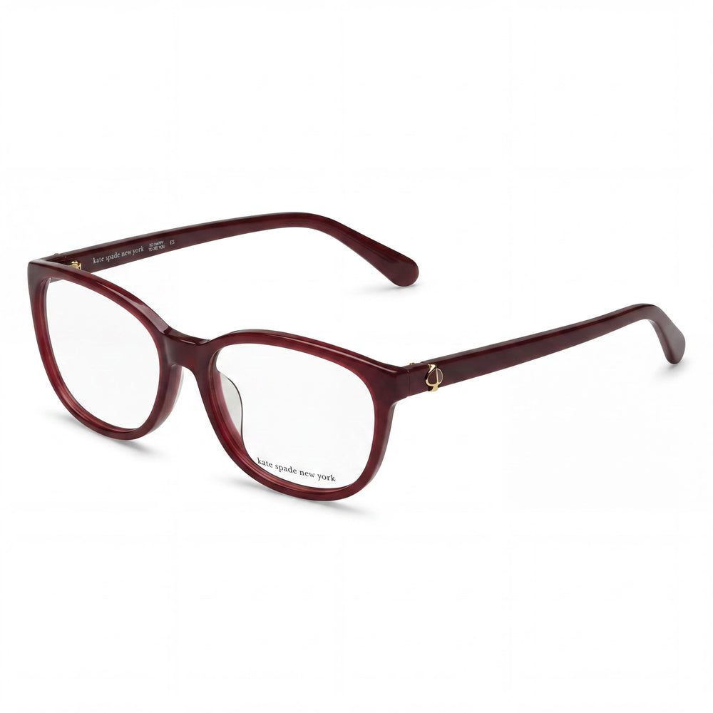 Gafas de moda Kate Spade New York para mujer, montura asiática, montura completa, acetato, cuadradas, color burdeos, 52 mm