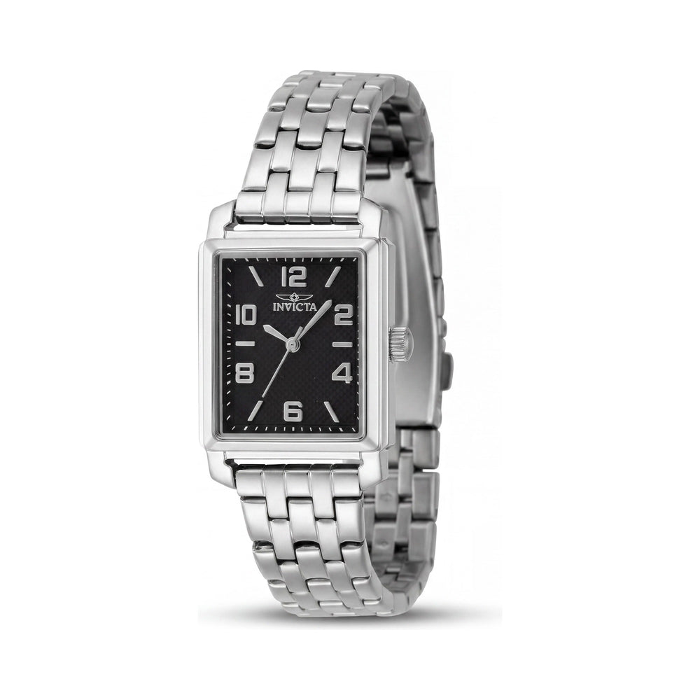 Invicta Fashion Women's Quartz Watch, Silver-Tone Steel Case, Stainless Steel Band, Black Dial, 24.5mm