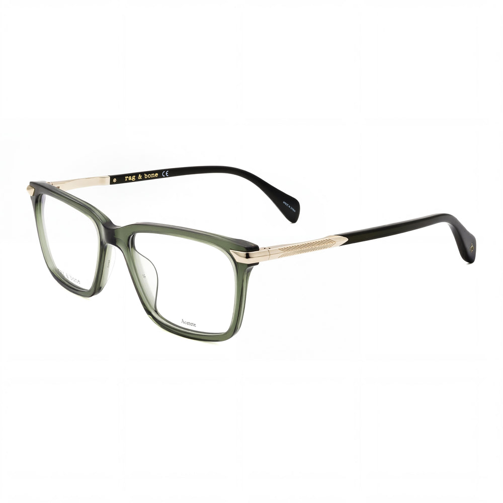 rag & bone Men's Casual Green Acetate Frame Eyeglasses with Transparent Plastic Lenses 54-18-145