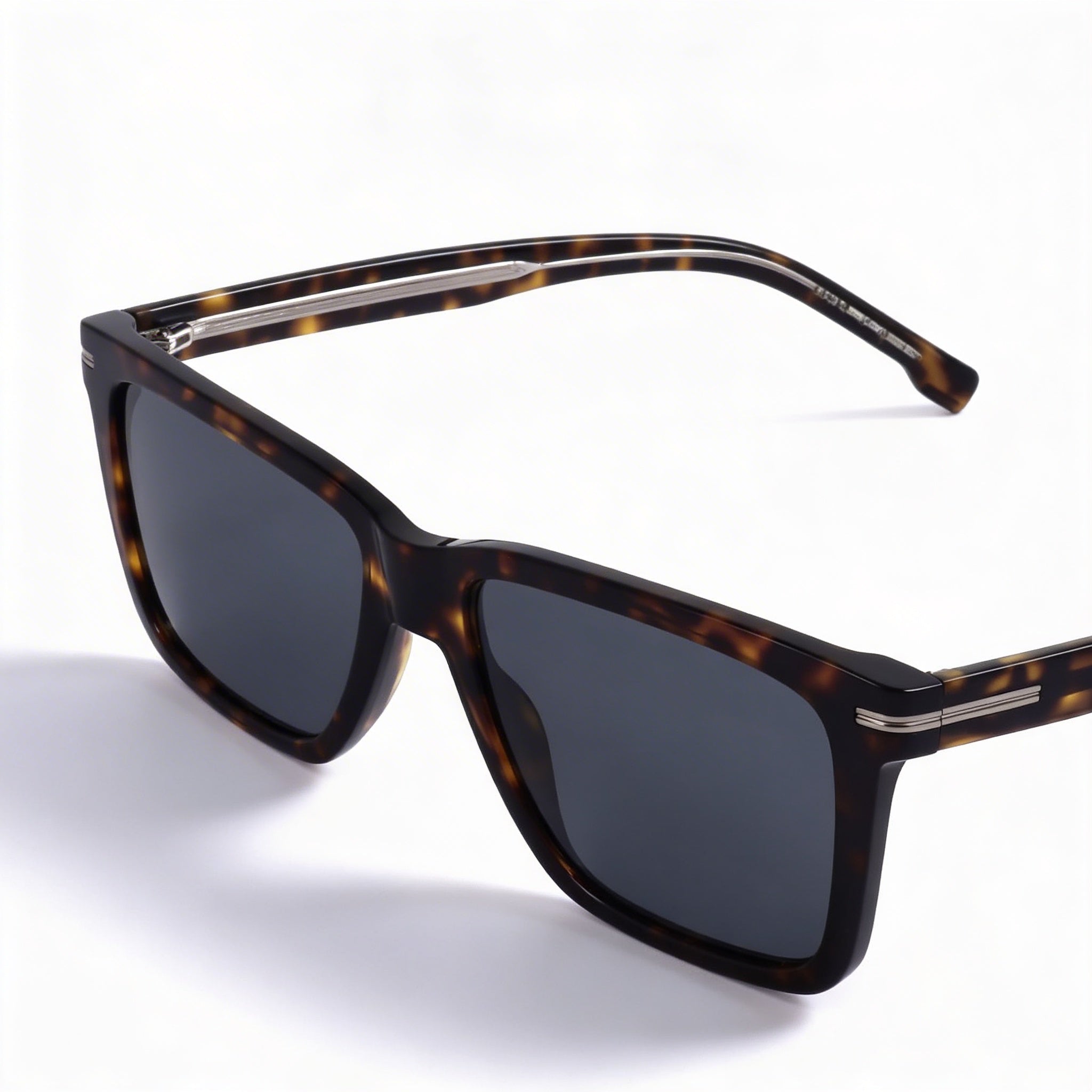 Hugo Boss Classic Unisex Square Acetate Sunglasses, Dark Havana Grey Frame, Havana Non-Polarized Lenses, UV Protection, 55mm, Photo 1