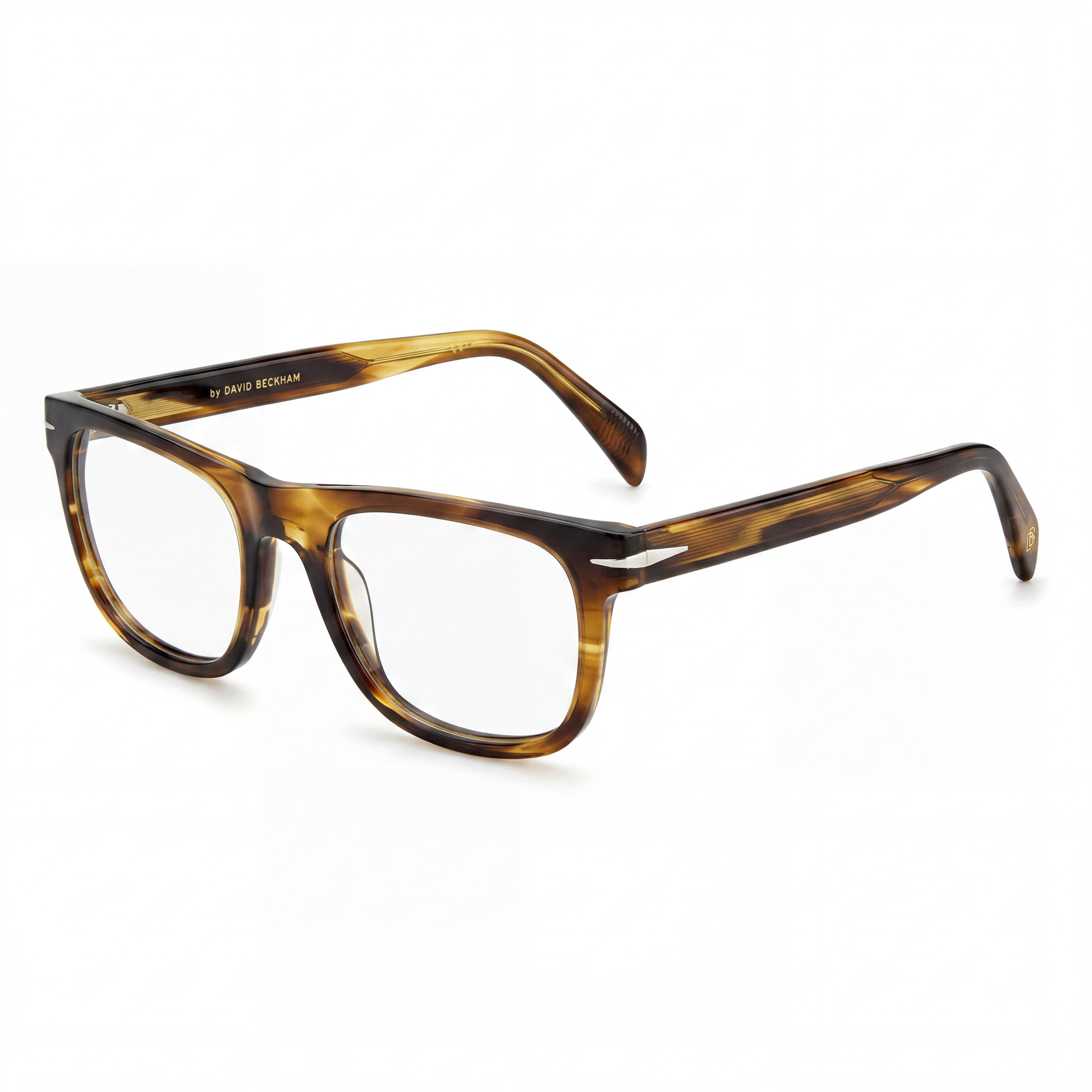 David Beckham Db 7085 Men's Striped Olive Acetate Eyeglasses with Clear Demo Lenses, Prescription Ready 52mm, Photo 1