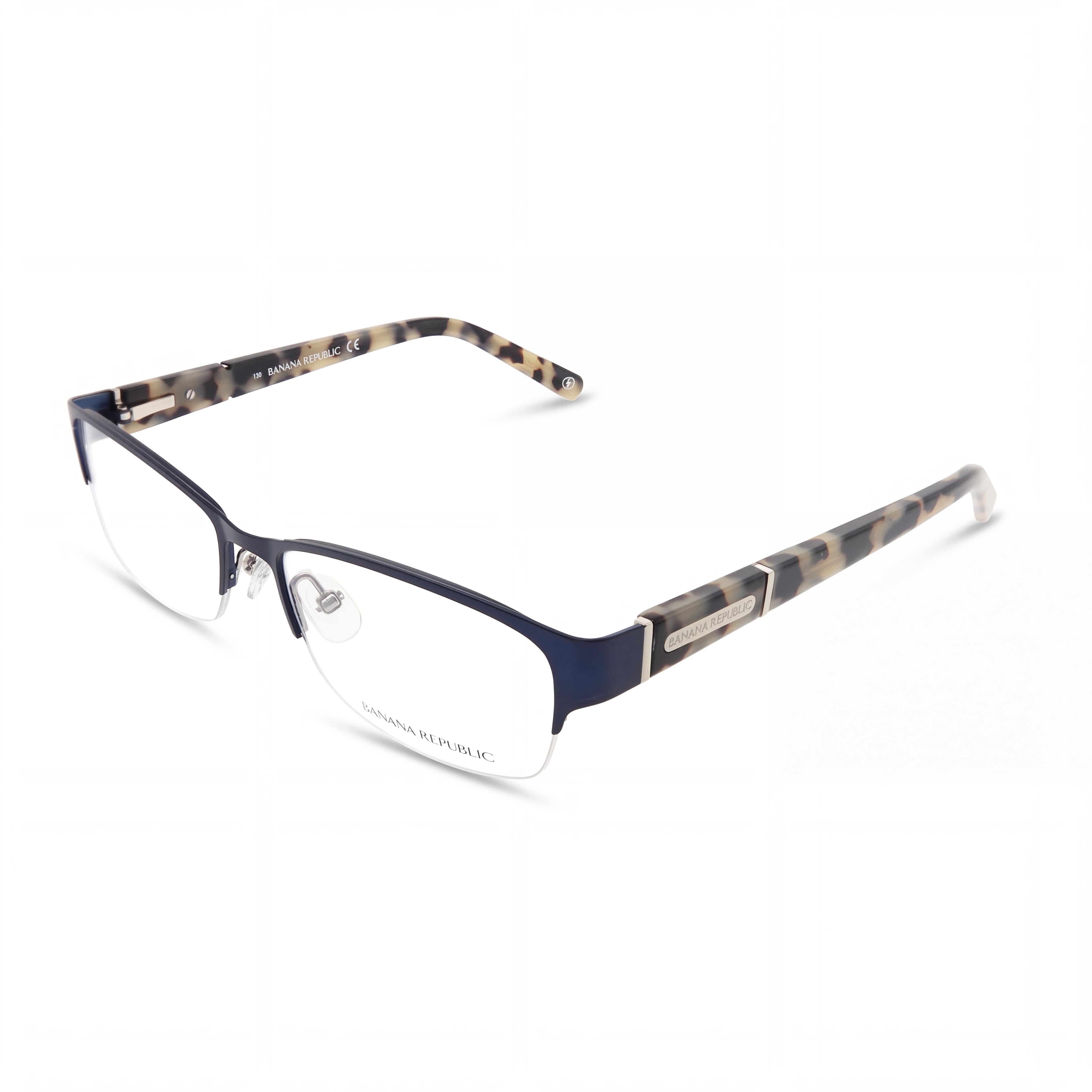 BANANA REPUBLIC 0Da4 Unisex Metal Rectangular Semi-Rimless Eyeglasses Light Blue Navy Demo Lenses 52-16-130, Photo 1