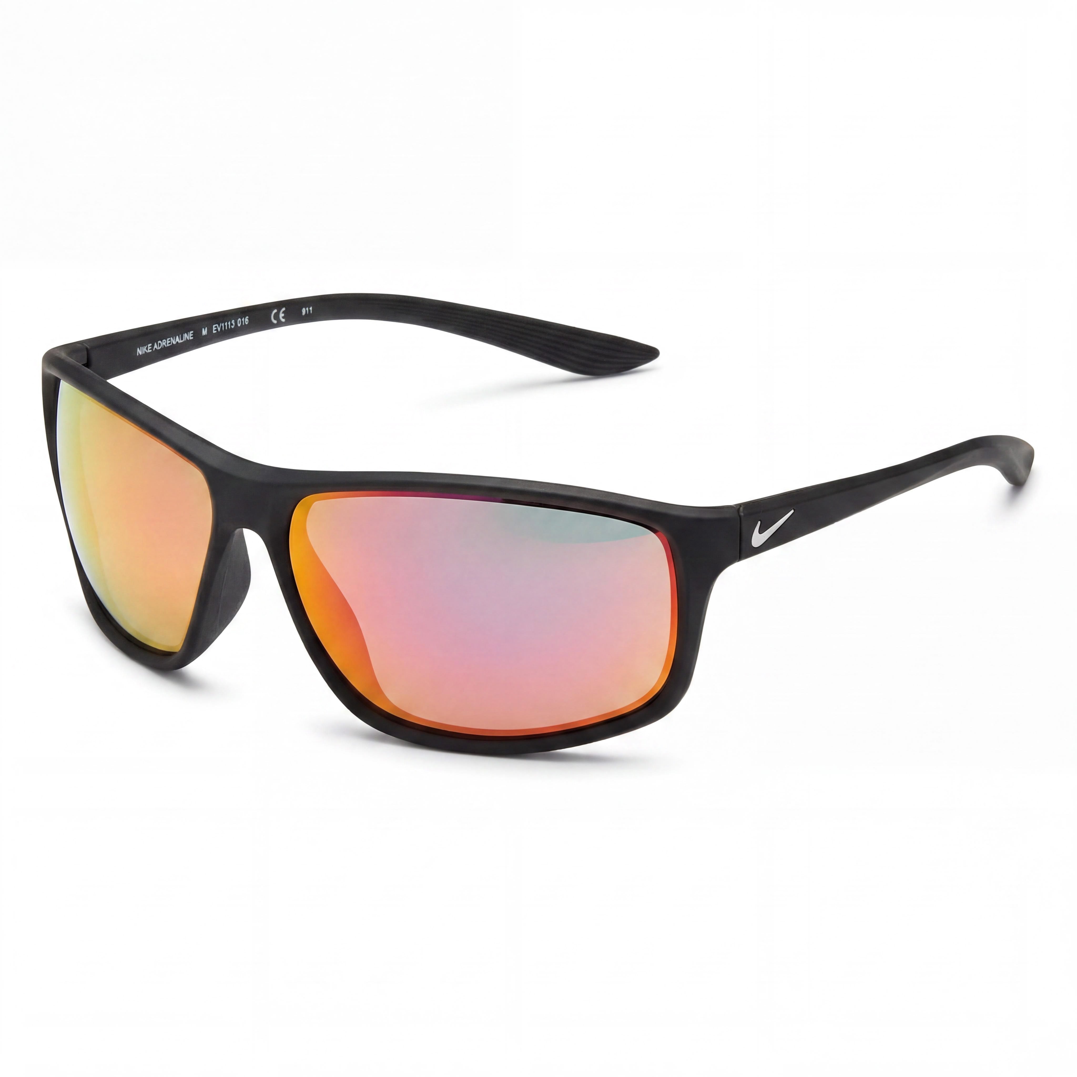 Nike Adrenaline M Unisex Plastic UV400 Non-Polarized Sunglasses Matte Black White Frame Grey Infrared Mirror Lens 66mm, Photo 1