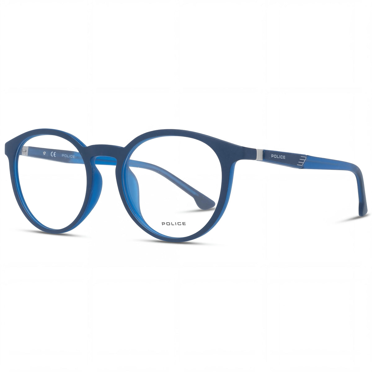 Police Modern Unisex Blue Acetate & Metal Frame Clear Lens Oval Full Rim Eyeglasses 52mm, Photo 1