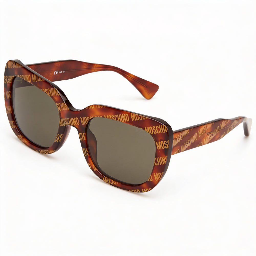 Gafas de sol Moschino MOS132/S para mujer, estilo moderno, montura de acetato Havana, lentes grises, protección UV, 53 mm