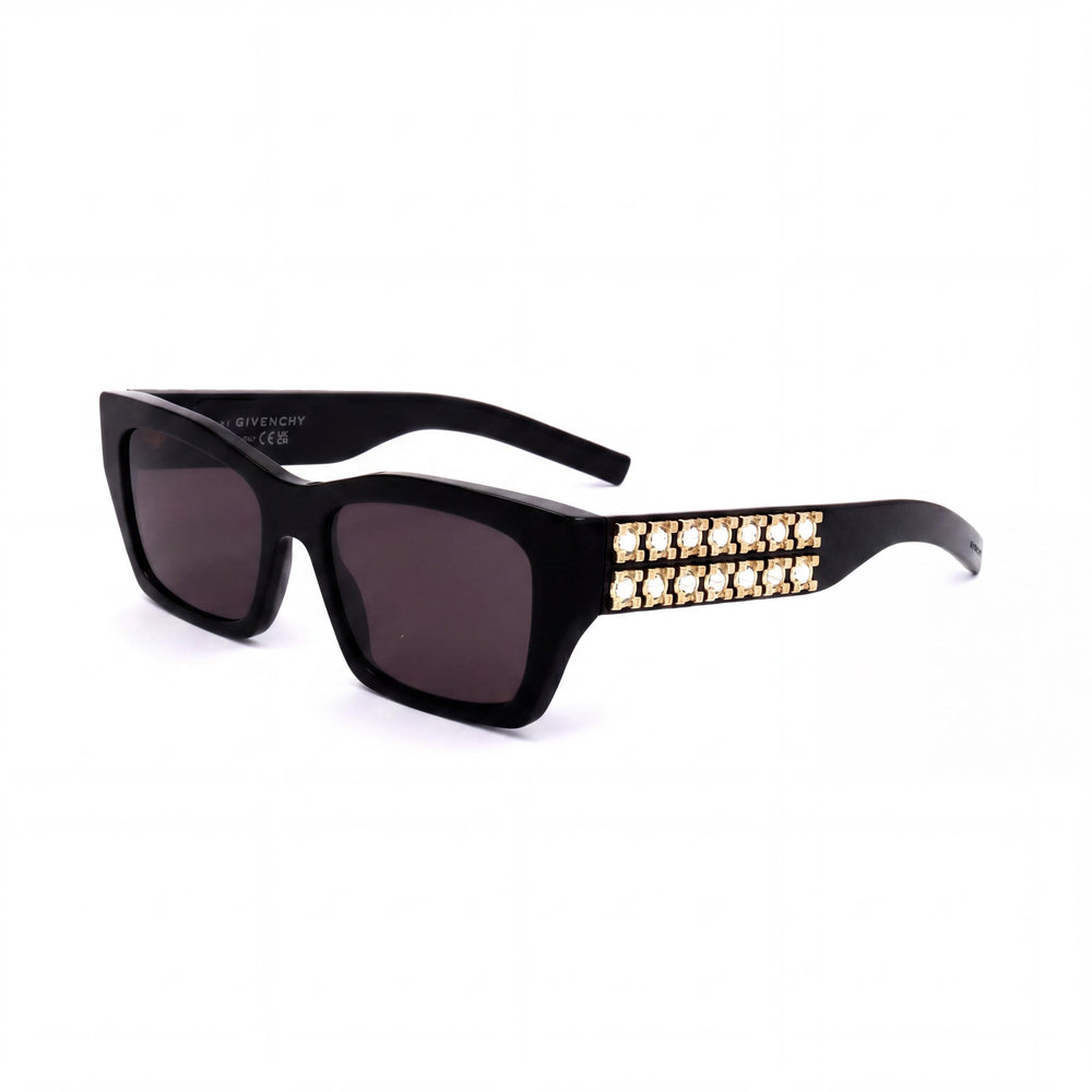 Givenchy Casual Women's Shiny Black Acetate Sunglasses with Smoke Lenses, UV 400 Protection, 54mm