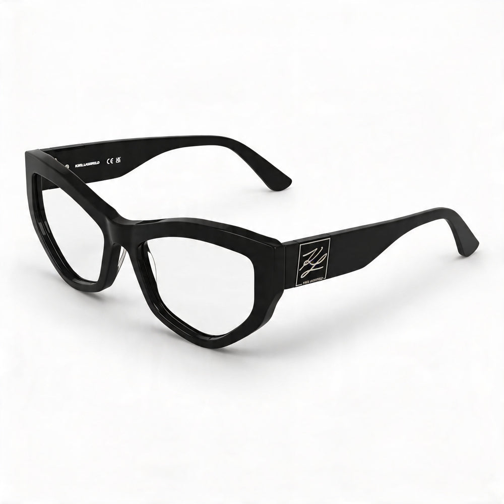KARL LAGERFELD Kl6211 Women's Acetate Frame Eyewear with Transparent Polycarbonate Lenses, Black, Size 55-17-140