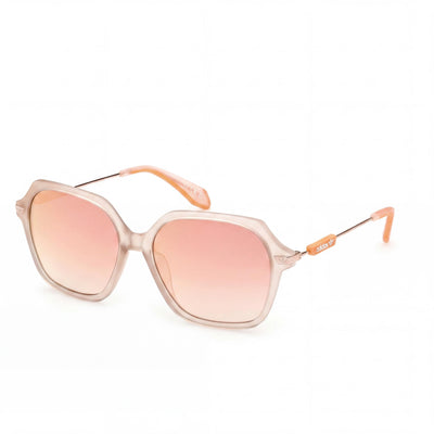 adidas Originals Or0082 para mujer, color rosa claro mate, oro rosa brillante, plástico, protección UV, sin polarizar, espejo Roviex 55