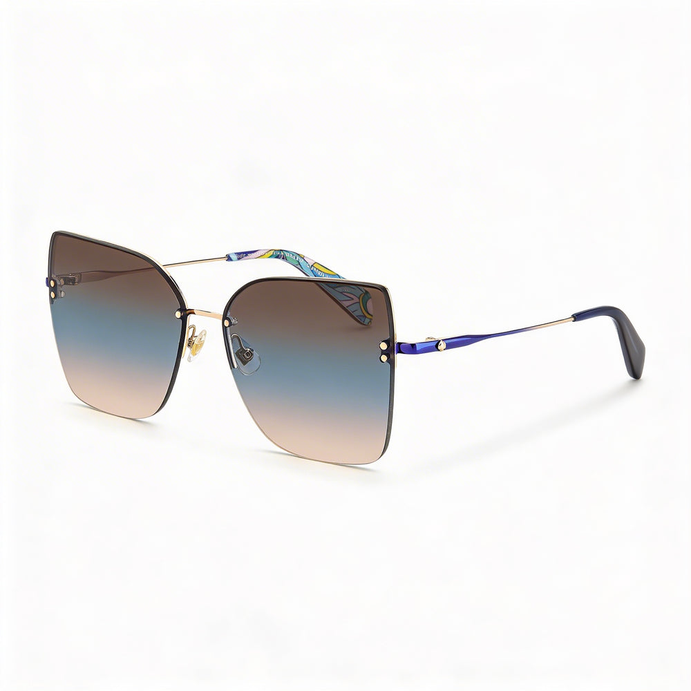 kate spade new york Ariella/G/S Unisex Gold Blue Brown Gradient Teal Stainless Steel Rimless Butterfly UV Protection Sunglasses 58mm
