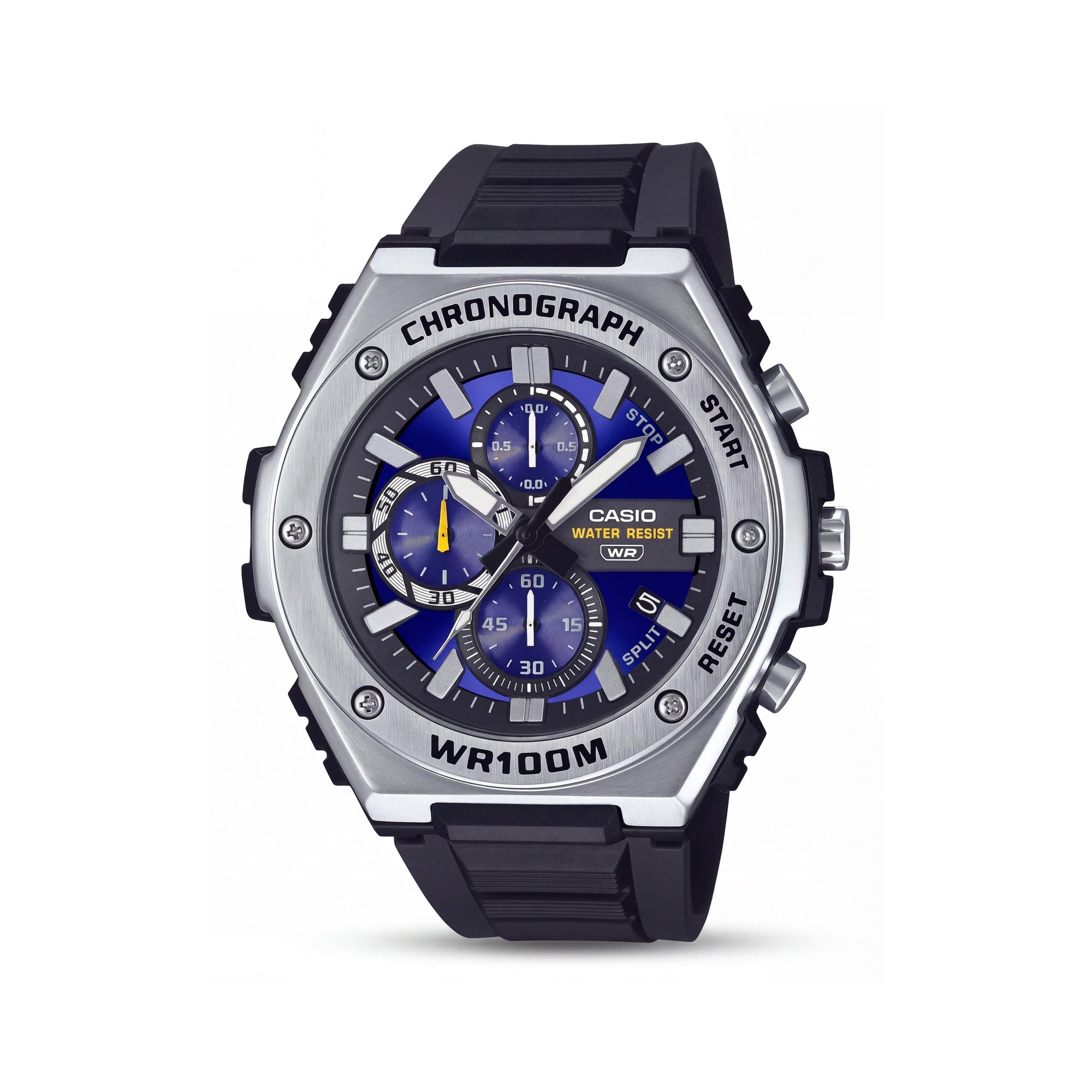 Casio MWA-300H-2AVDF Men's Chronograph Multi-Dial Analog Watch, Featuring Blue Dial and Black Resin Hook & Loop Band, Photo 1
