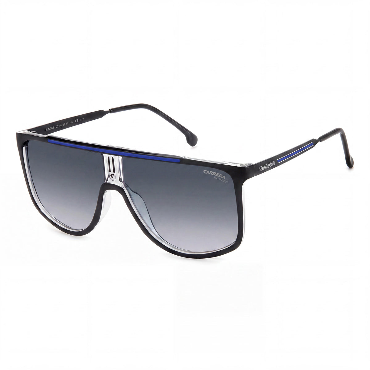 Gafas de Sol de Hombre Carrera Casual, Montura de Poliamida Negra Azul, Lentes Sombreadas Azul Oscuro, Protección 100% UV, 61mm, Photo 1