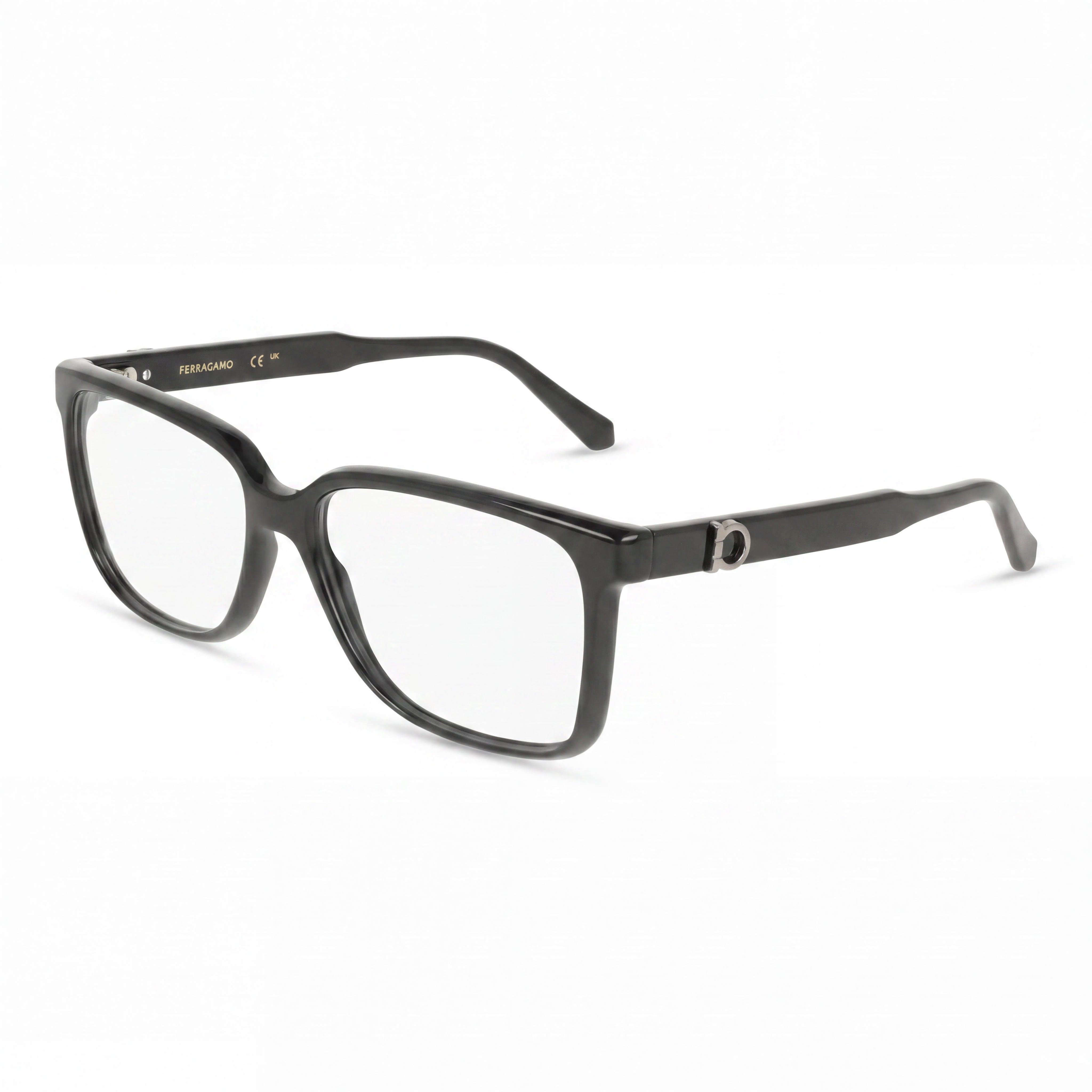 Ferragamo Casual Men's Black Plastic Frame, Transparent Non-Polarized Plastic Lenses, Eyeglasses 57-16-145, Photo 1
